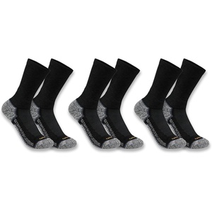 Carhartt Women’s SC6423W Women’s Force® Midweight Crew Sock 3-Pack(Black)