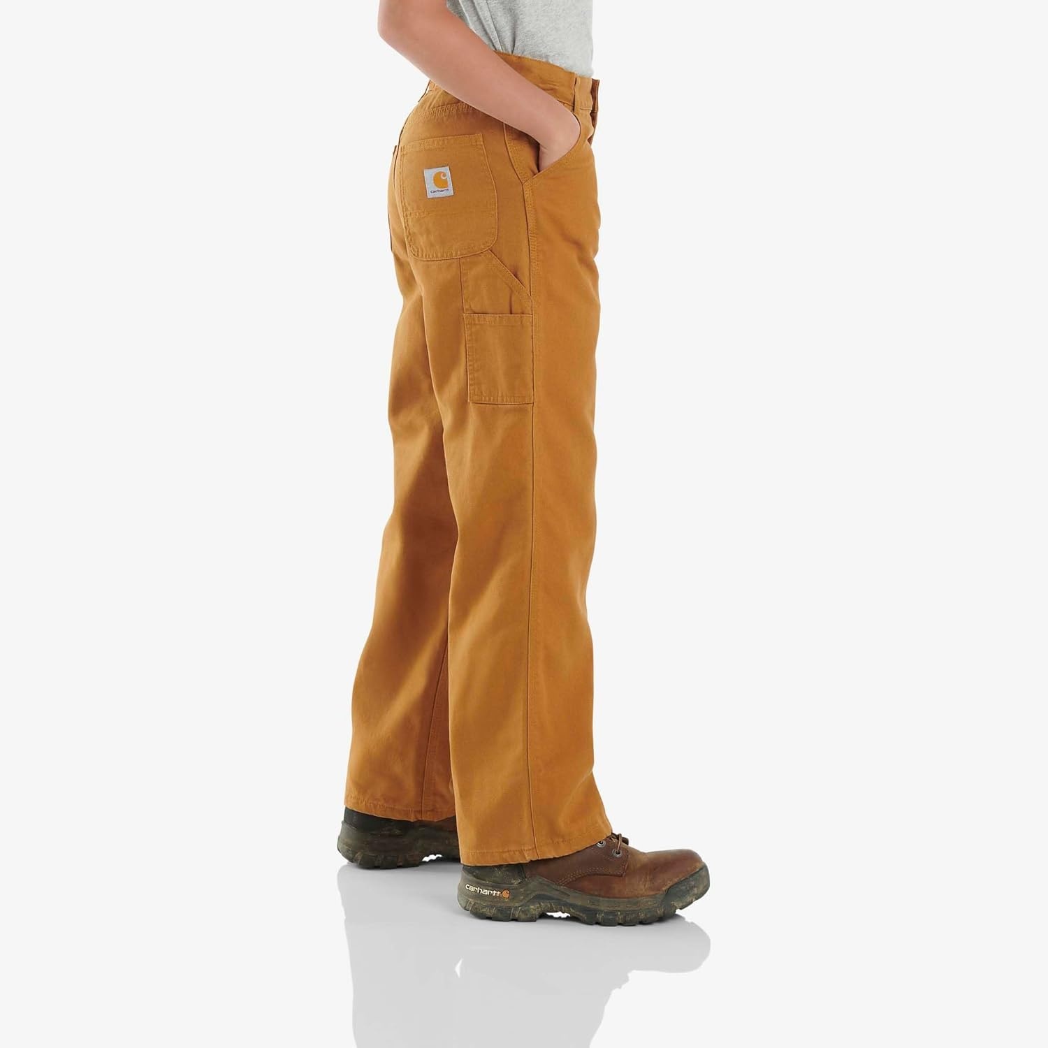image:imageCarhartt Boys FlannelLined Canvas Dungaree PantsCarhartt Brown Lined