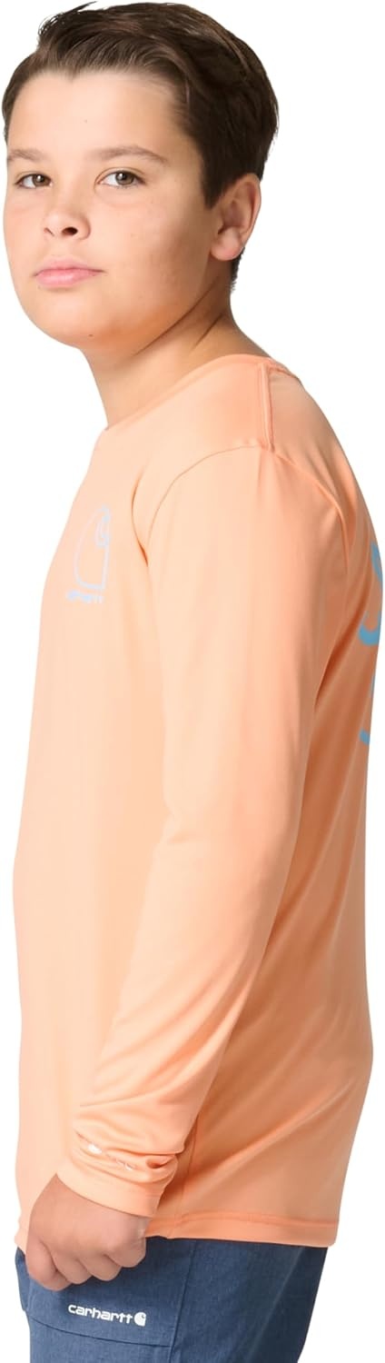 image:imageCarhartt Boys LongSleeve Force Sun Defender TShirt BoysPeach Pink