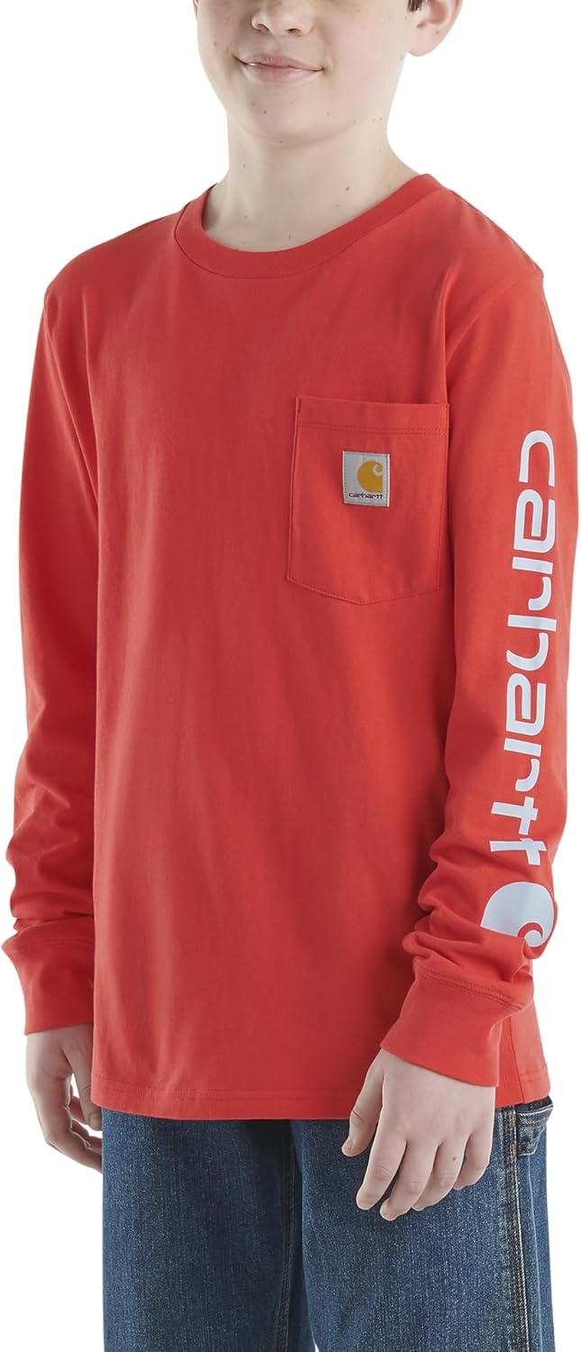 image:imageCarhartt Boys LongSleeve Logo Sleeve Pocket TShirtBittersweet