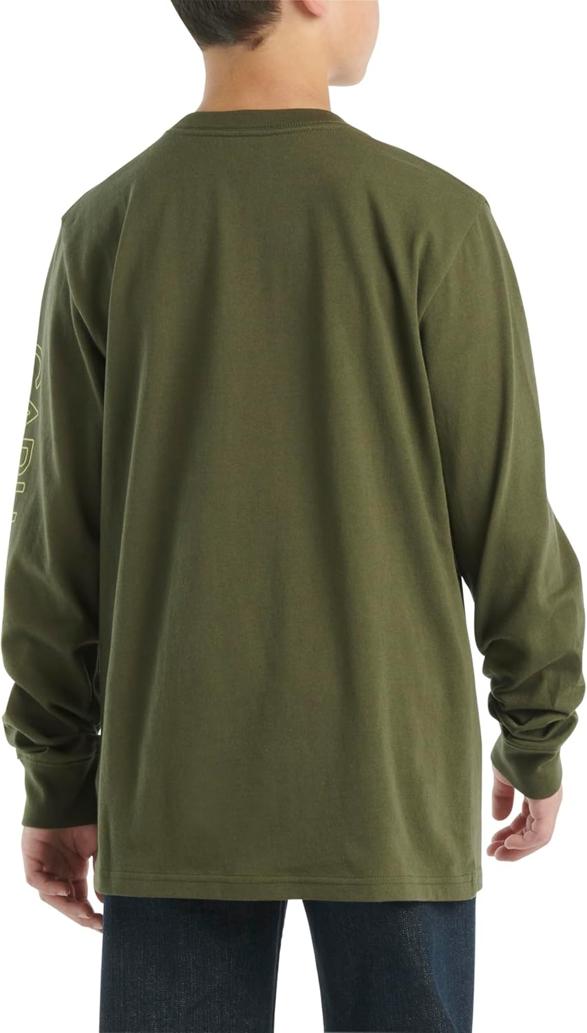 image:imageCarhartt Boys LongSleeve Logo Sleeve Pocket TShirtDark Olive Green