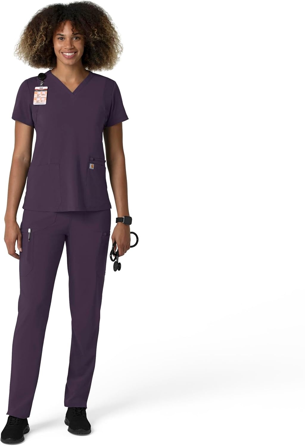image:imageCarhartt Force CrossFlex Womens Cargo Jogger Scrub PantBlack Plum