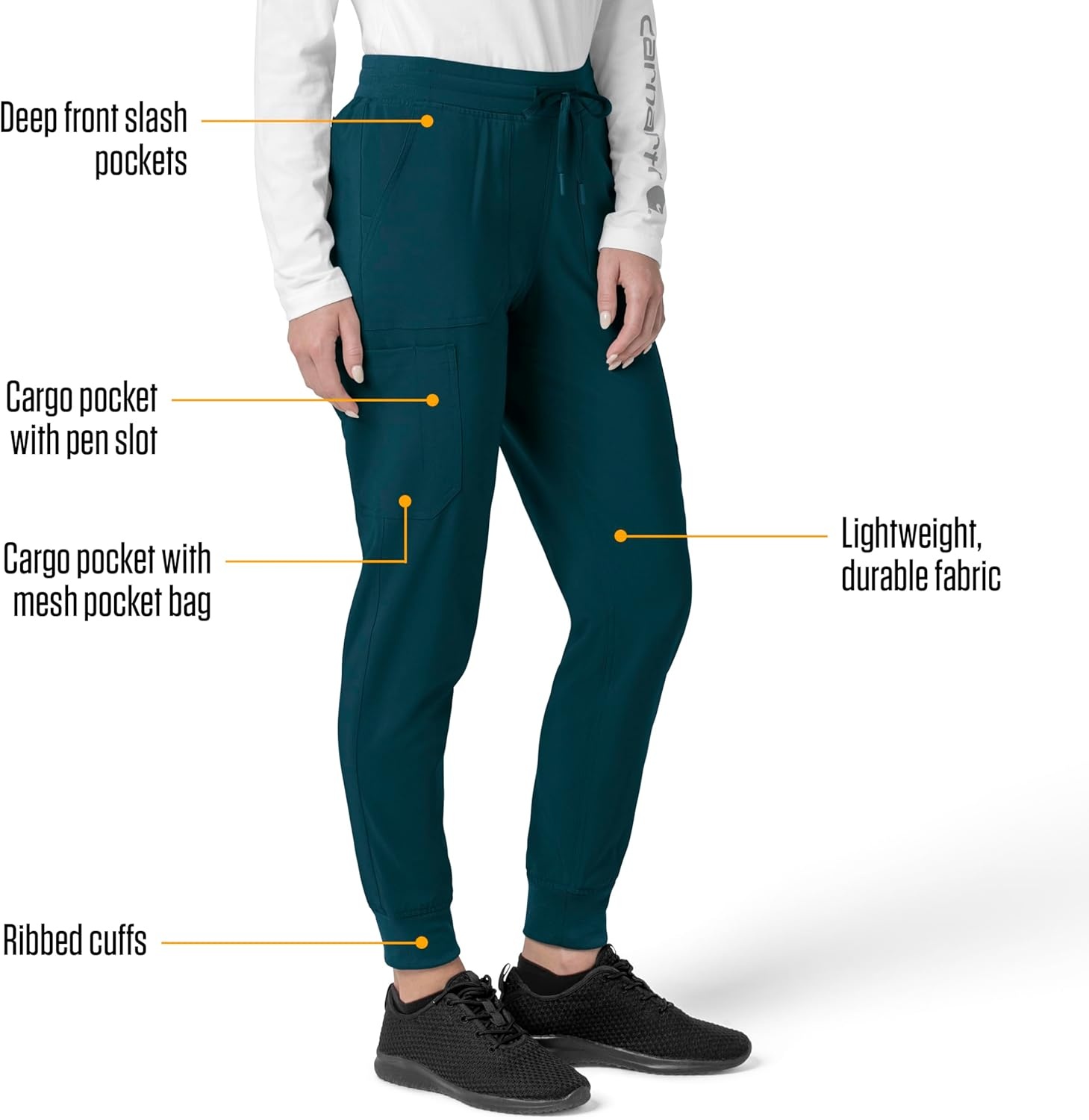 image:imageCarhartt Force CrossFlex Womens Cargo Jogger Scrub PantCaribbean