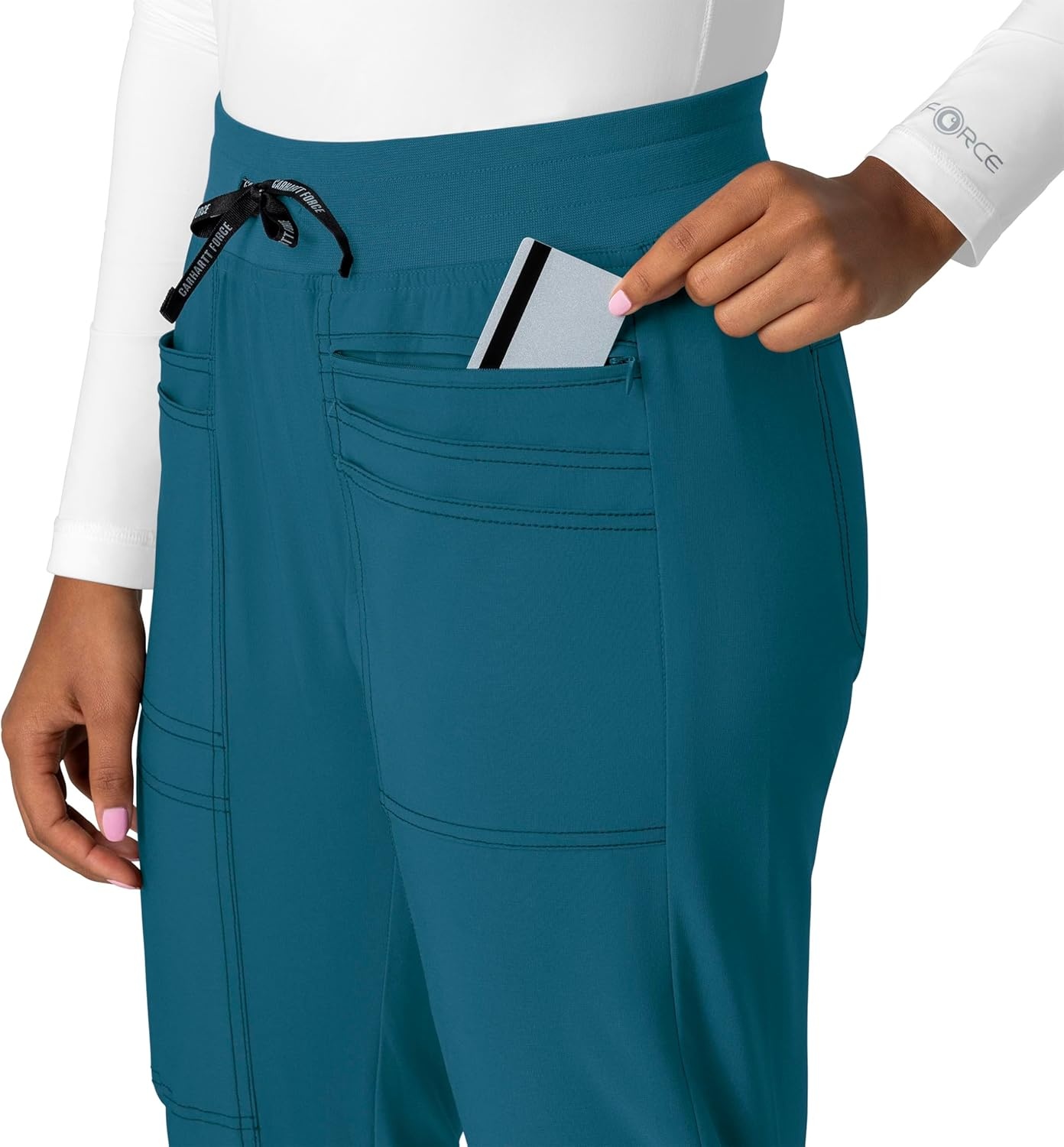 image:imageCarhartt Force CrossFlex Womens Cargo Jogger Scrub PantCaribbean Blue