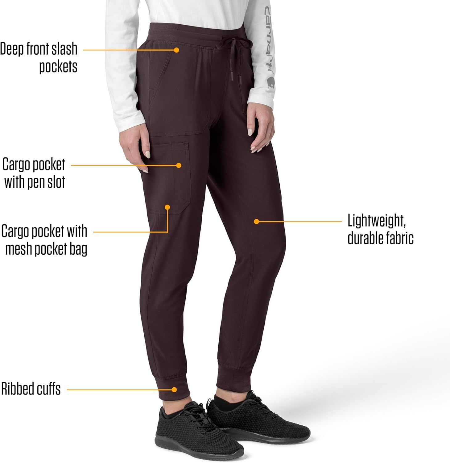 image:imageCarhartt Force CrossFlex Womens Cargo Jogger Scrub PantDark Sepia