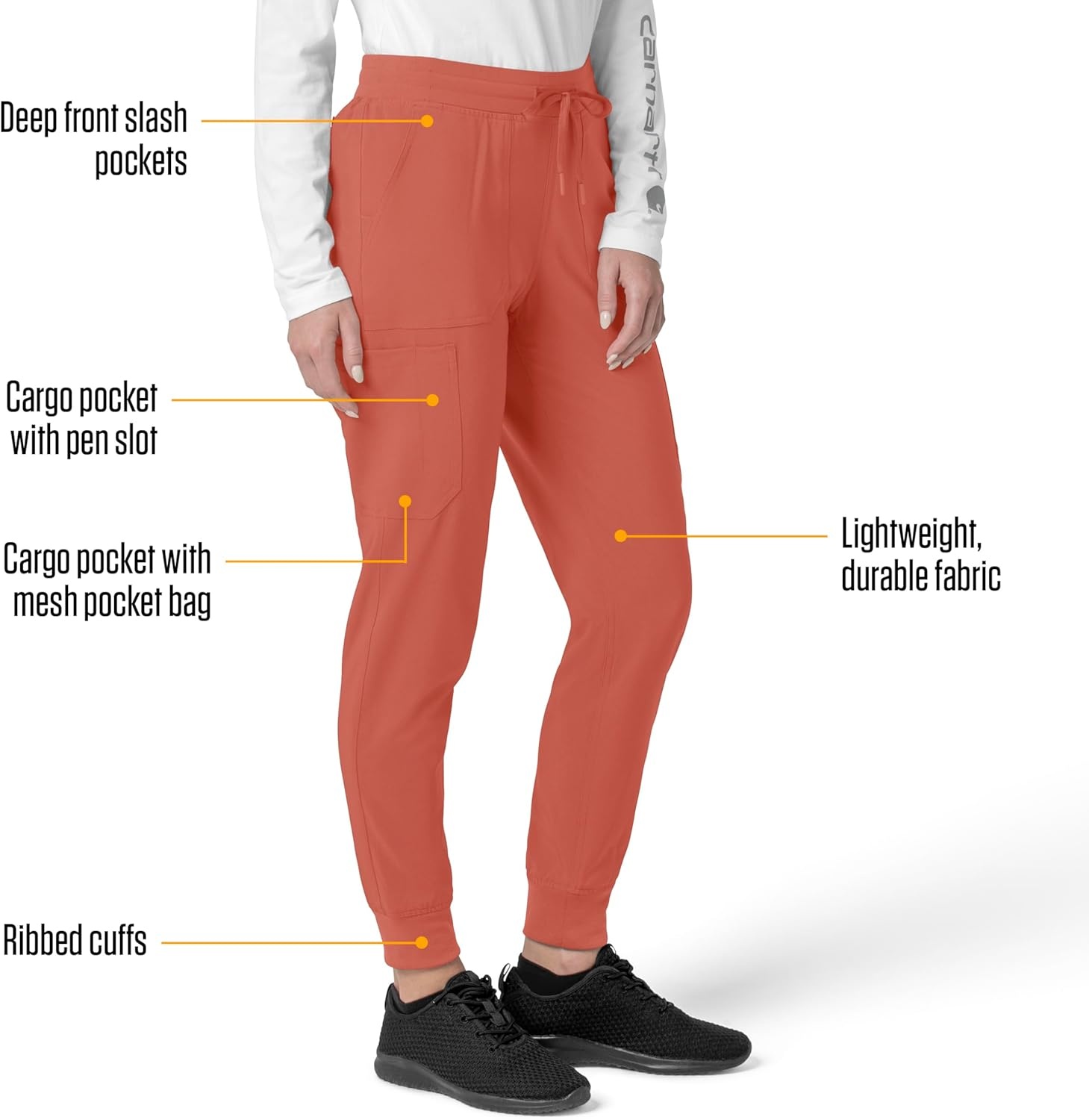 image:imageCarhartt Force CrossFlex Womens Cargo Jogger Scrub PantDusty Cedar