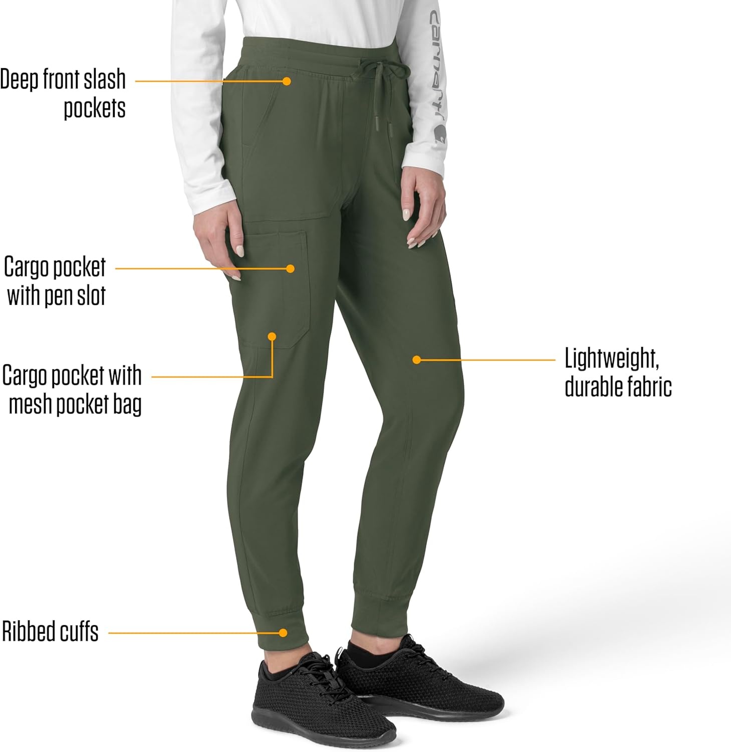 image:imageCarhartt Force CrossFlex Womens Cargo Jogger Scrub PantOlive