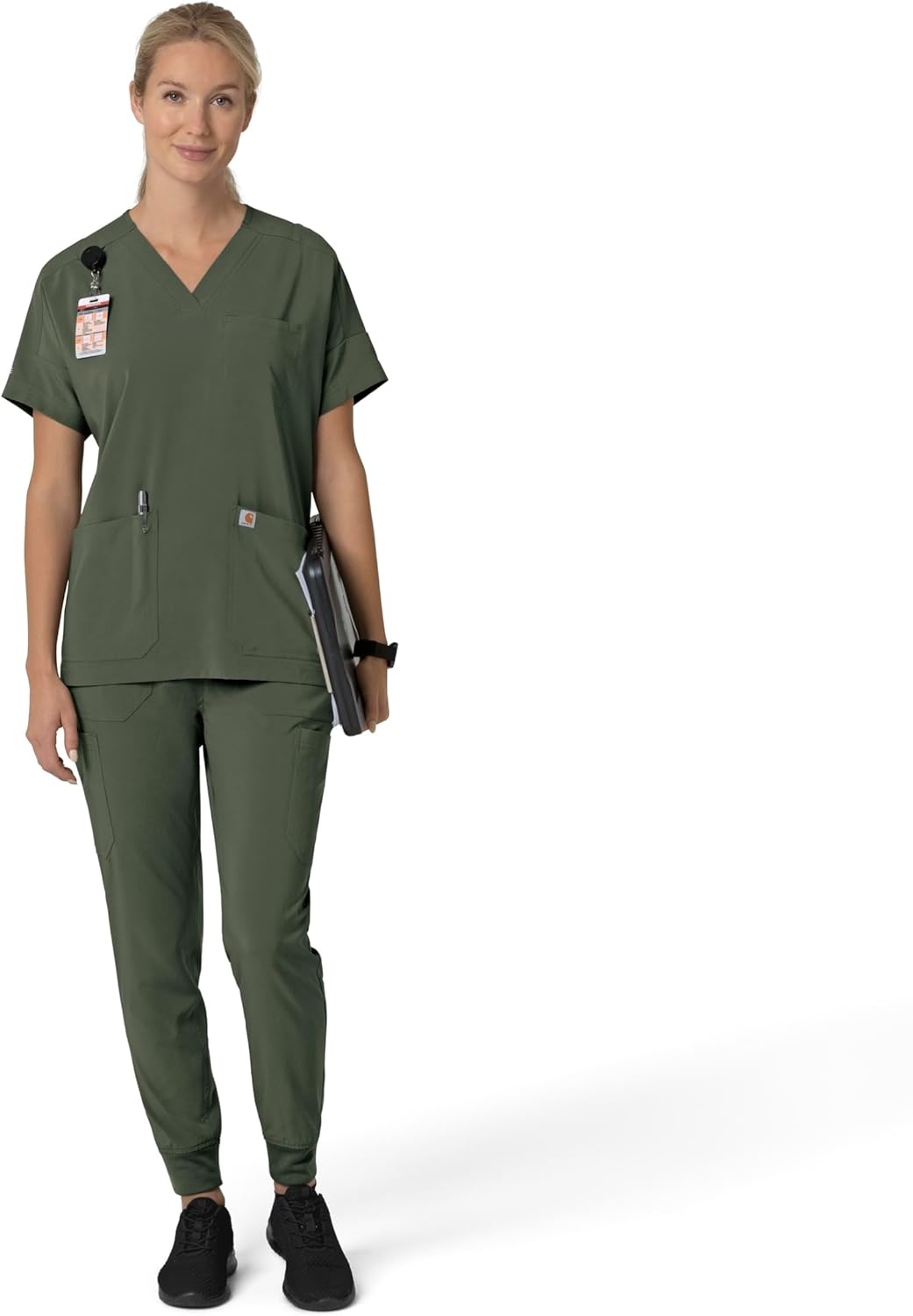 image:imageCarhartt Force CrossFlex Womens Cargo Jogger Scrub PantOlive