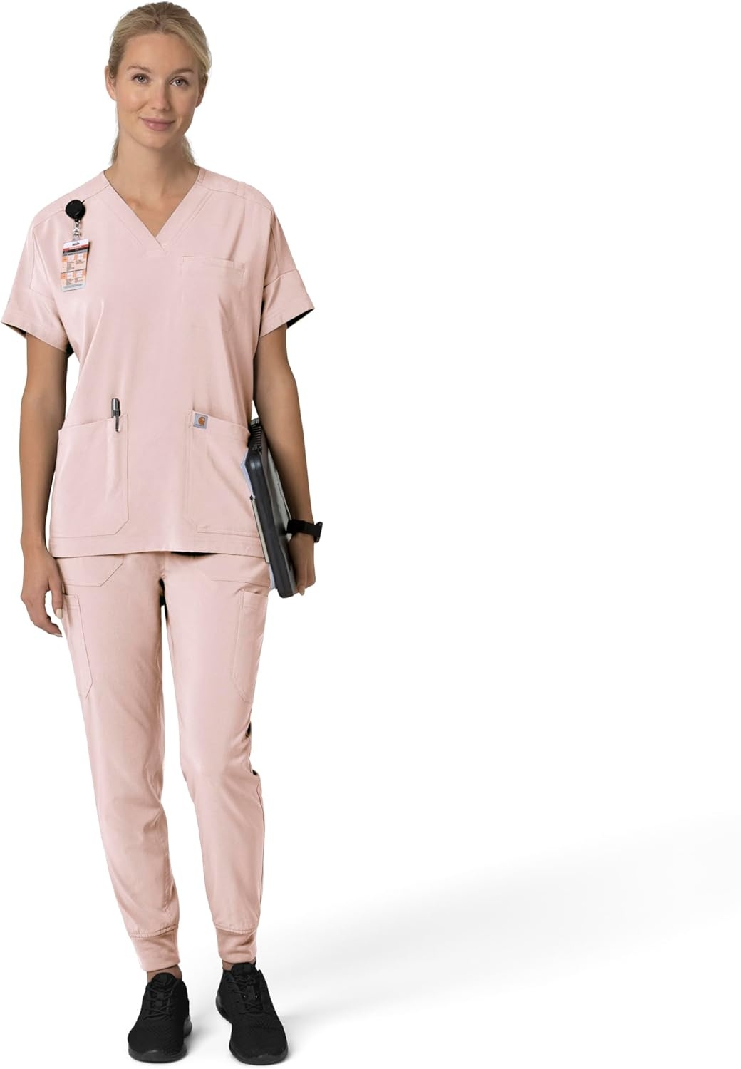 image:imageCarhartt Force CrossFlex Womens Cargo Jogger Scrub PantSoft Rose