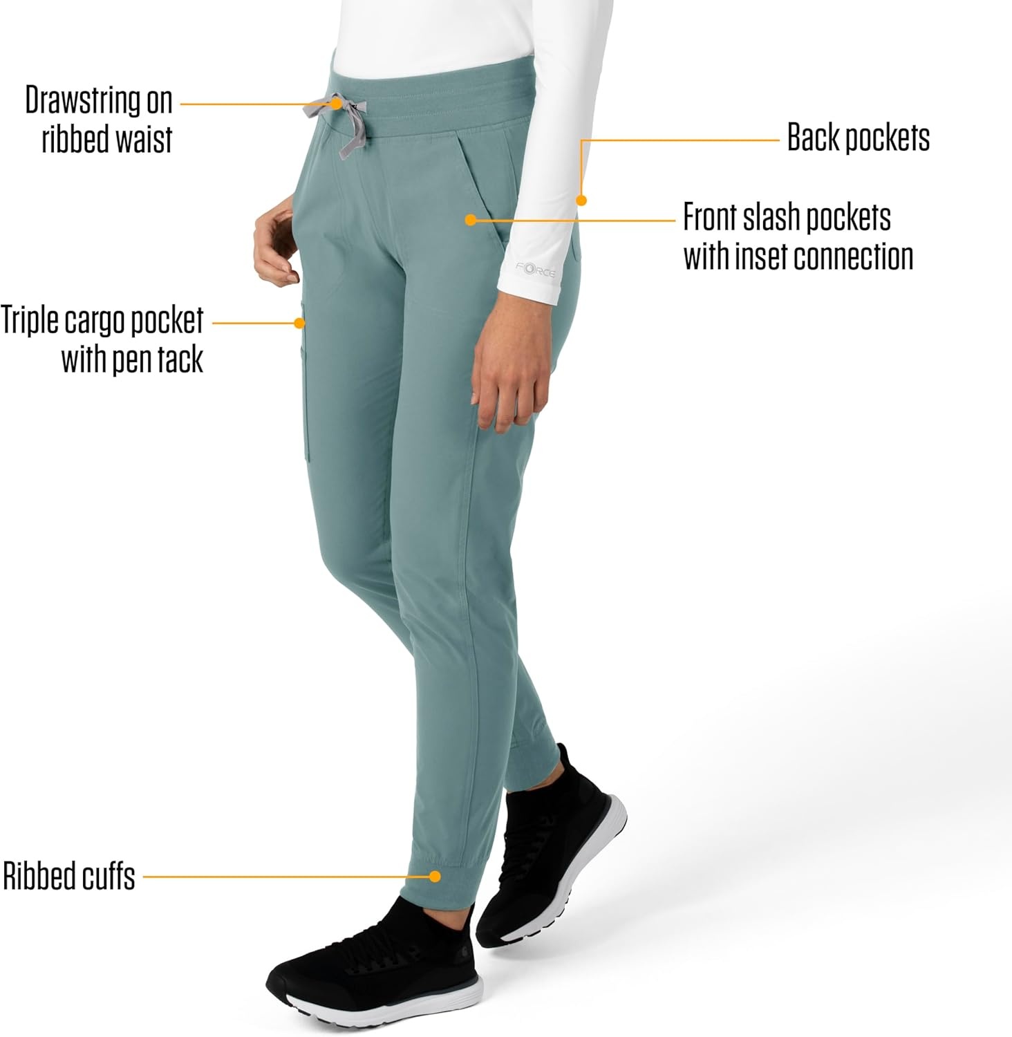 image:imageCarhartt Force CrossFlex Womens Cargo Jogger Scrub PantSummer Blue