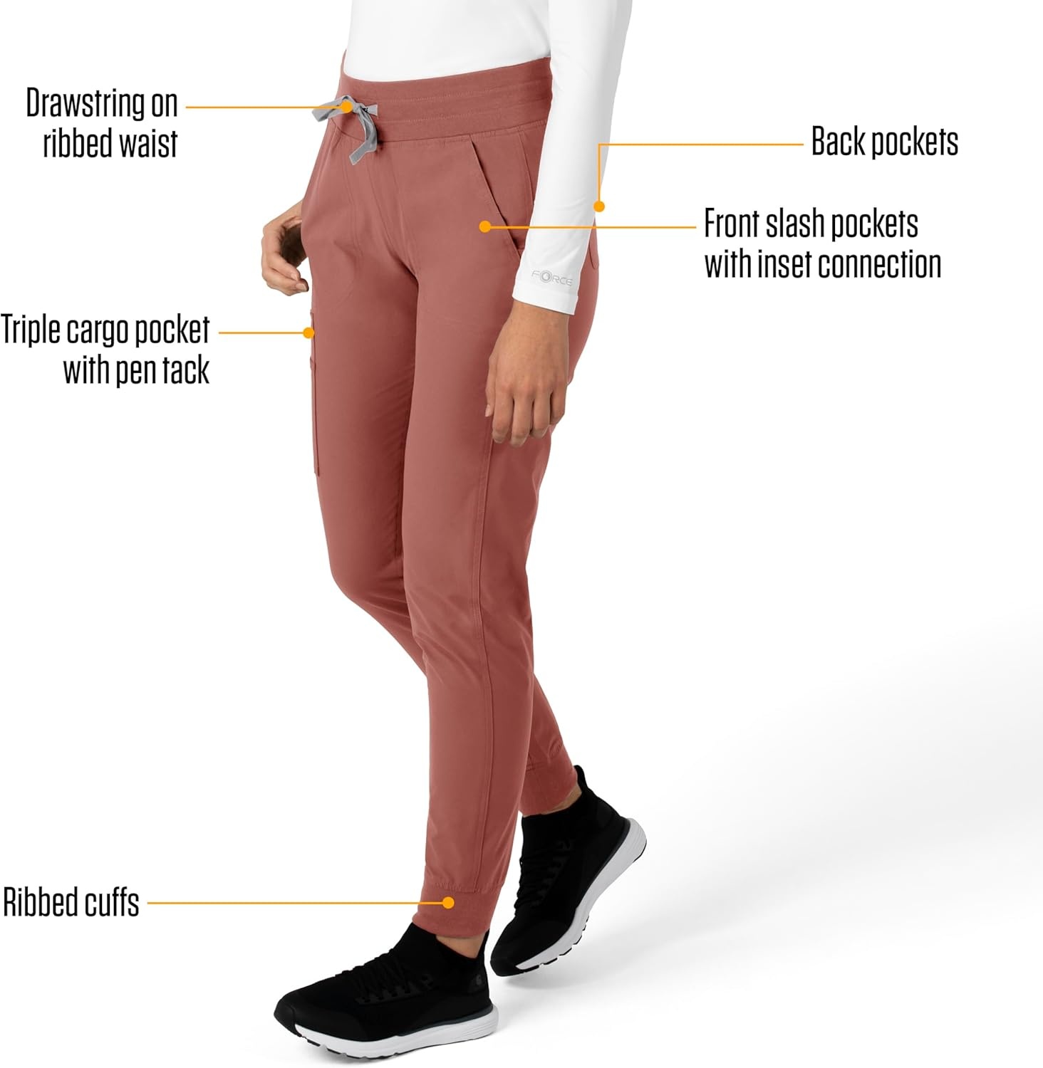 image:imageCarhartt Force CrossFlex Womens Cargo Jogger Scrub PantWildrose