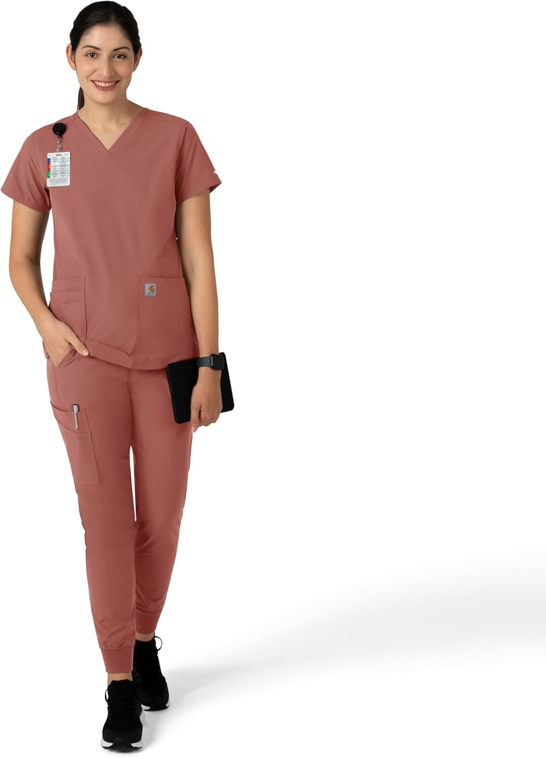 image:imageCarhartt Force CrossFlex Womens Cargo Jogger Scrub PantWildrose