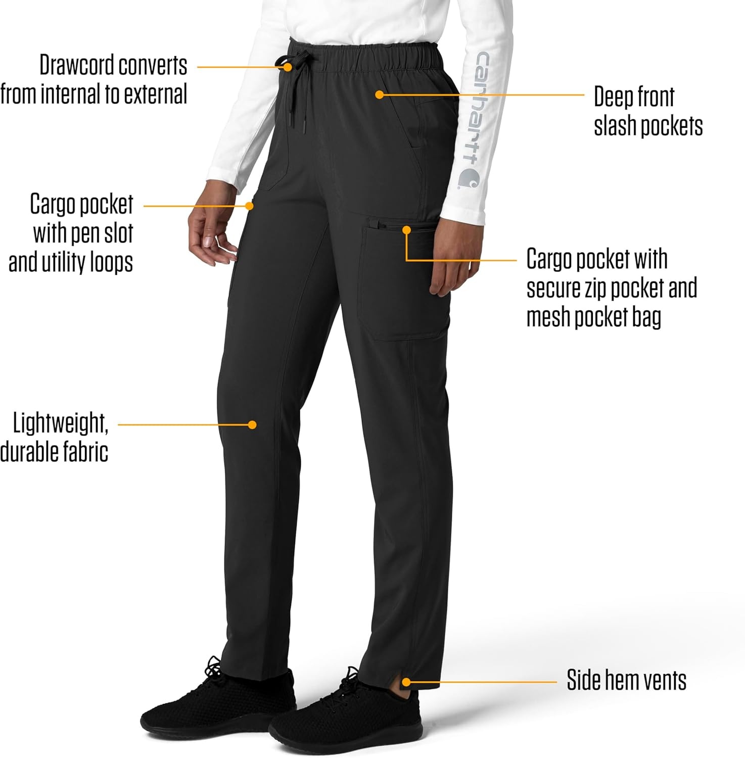 image:imageCarhartt Force CrossFlex Womens Straight Leg Cargo Scrub PantBlack