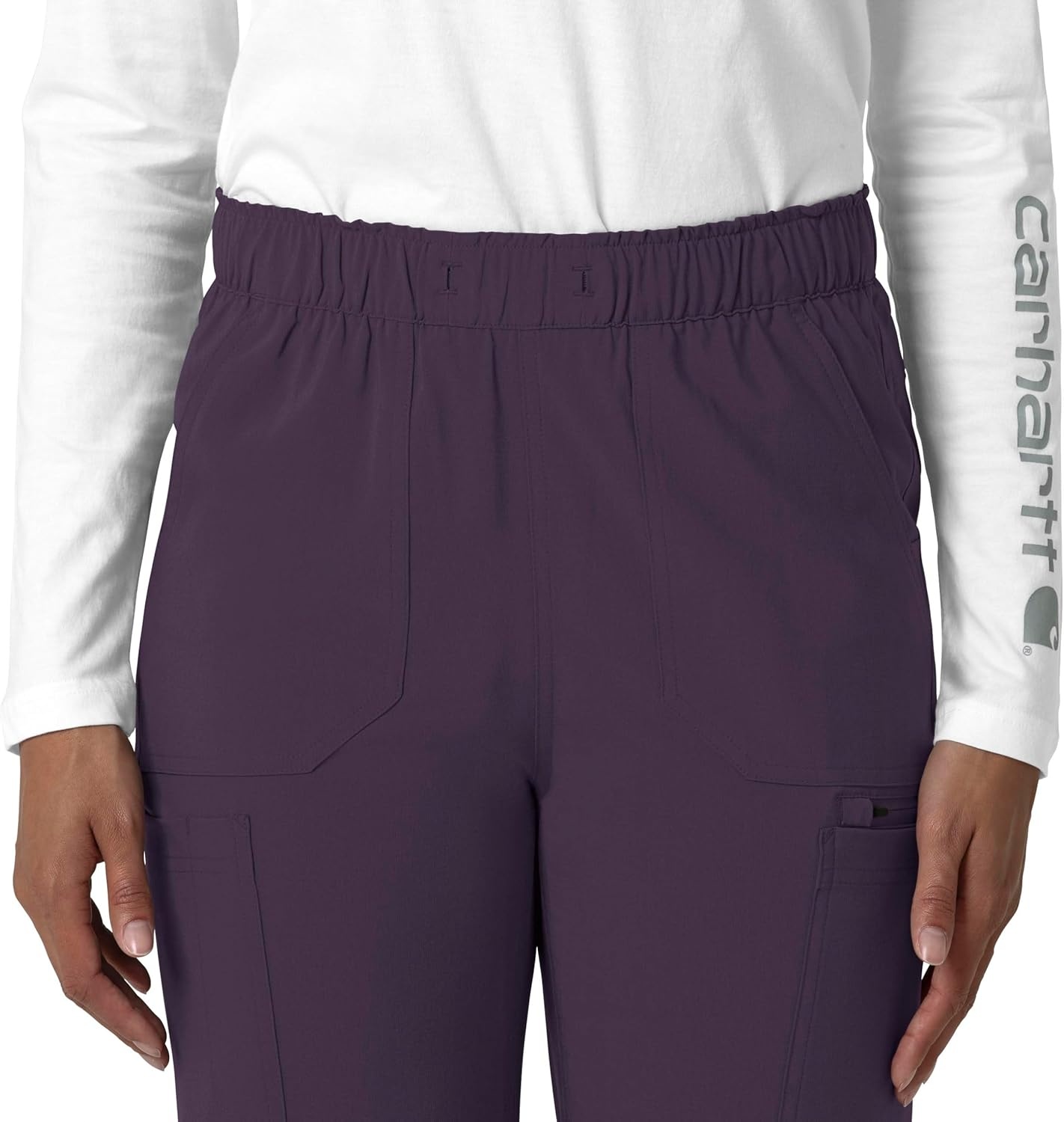 image:imageCarhartt Force CrossFlex Womens Straight Leg Cargo Scrub PantBlack Plum