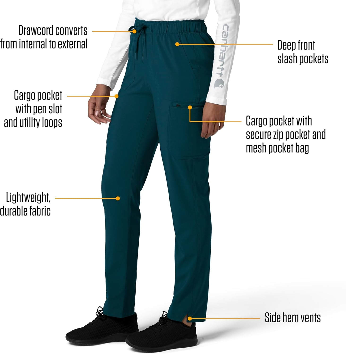image:imageCarhartt Force CrossFlex Womens Straight Leg Cargo Scrub PantCaribbean