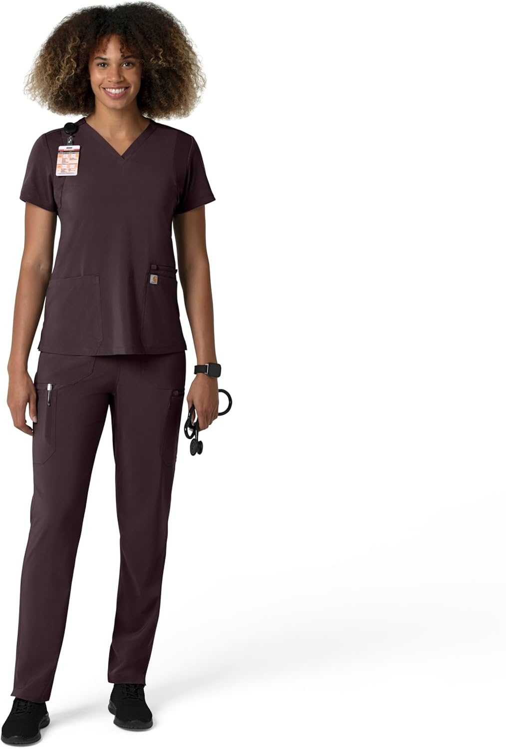 image:imageCarhartt Force CrossFlex Womens Straight Leg Cargo Scrub PantDark Sepia