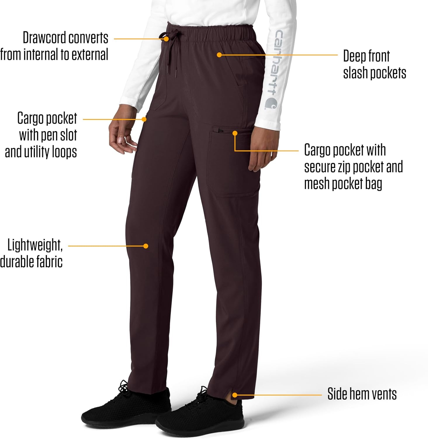 image:imageCarhartt Force CrossFlex Womens Straight Leg Cargo Scrub PantDark Sepia