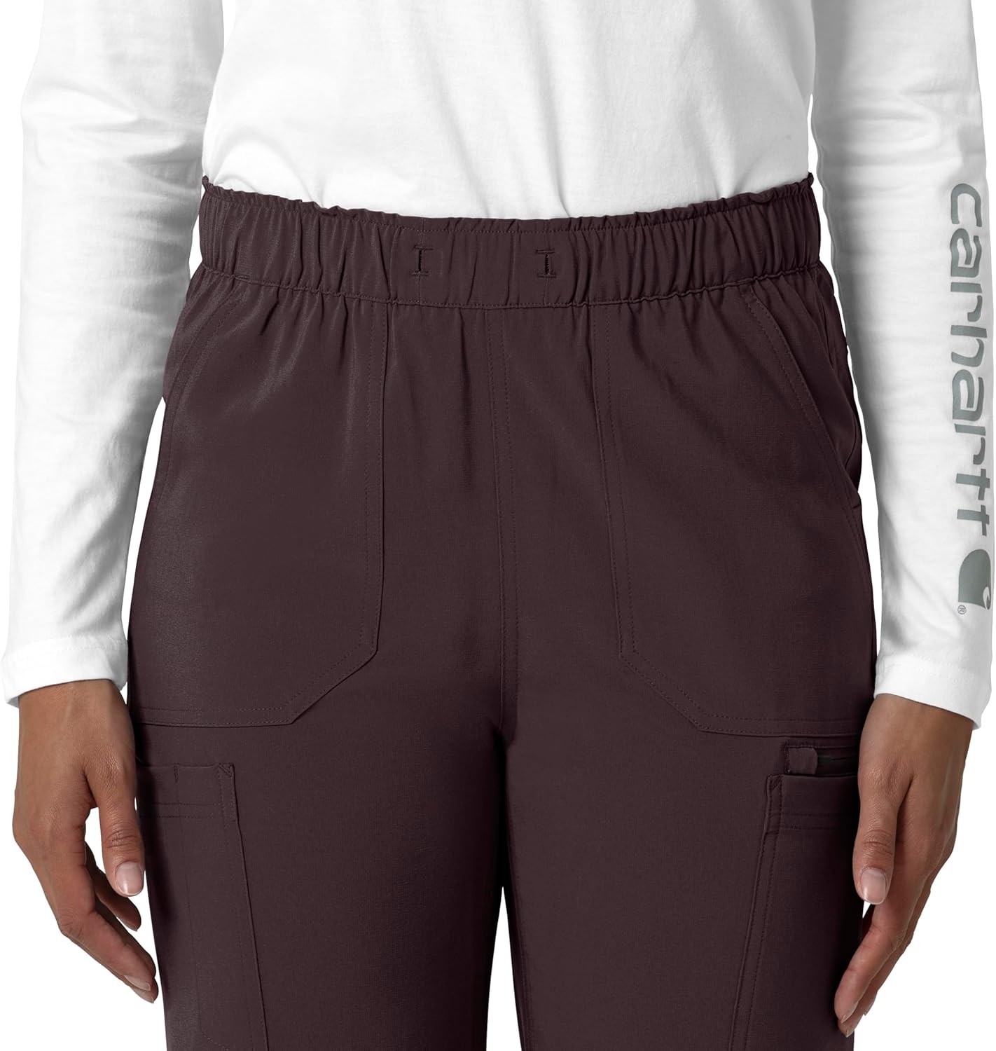 image:imageCarhartt Force CrossFlex Womens Straight Leg Cargo Scrub PantDark Sepia