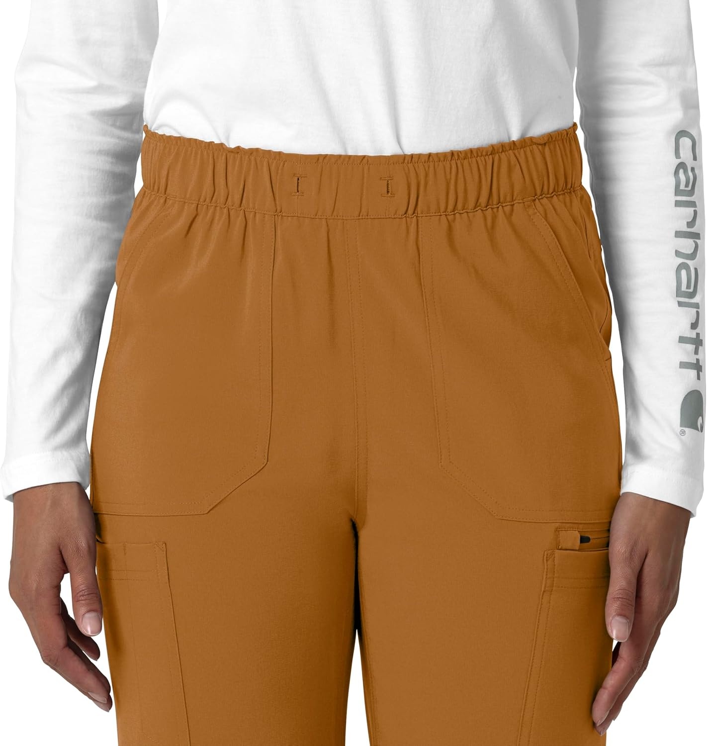 image:imageCarhartt Force CrossFlex Womens Straight Leg Cargo Scrub PantFox Brown