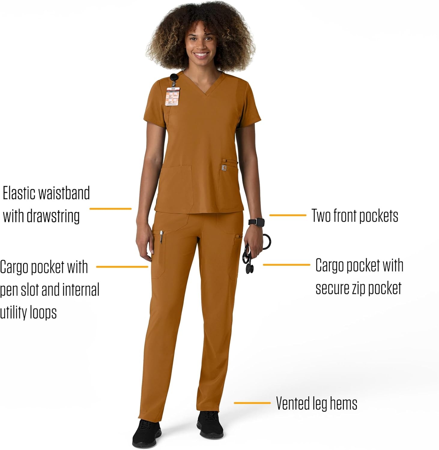 image:imageCarhartt Force CrossFlex Womens Straight Leg Cargo Scrub PantFox Brown