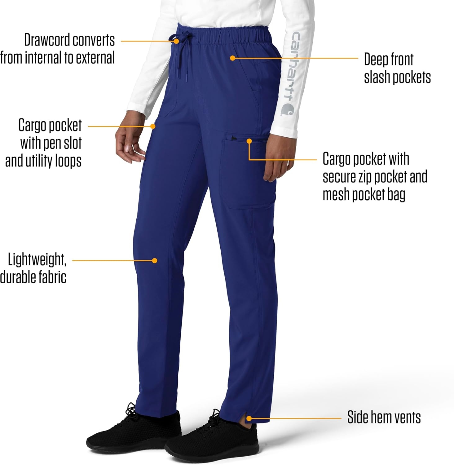 image:imageCarhartt Force CrossFlex Womens Straight Leg Cargo Scrub PantGalaxy Blue