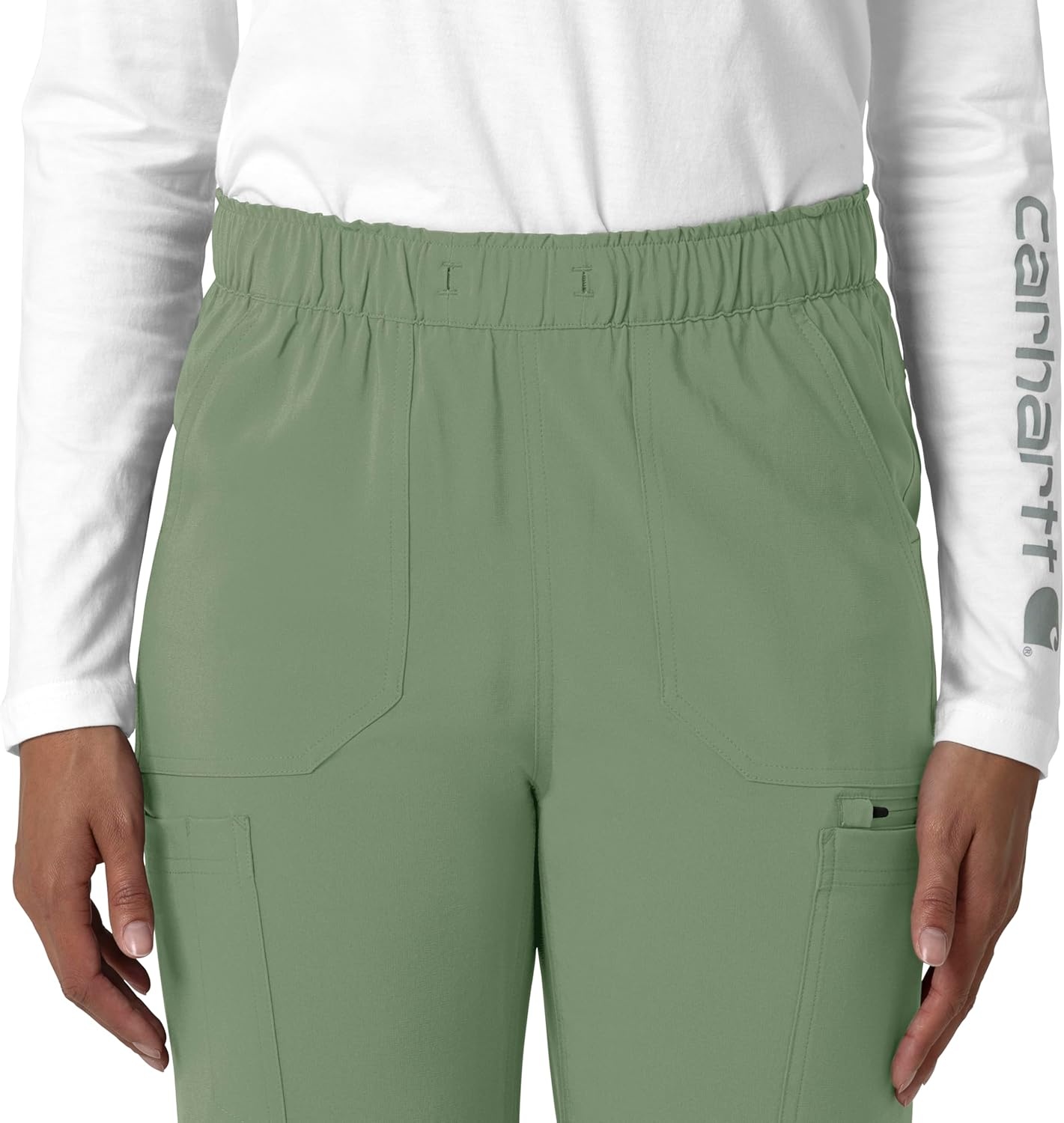image:imageCarhartt Force CrossFlex Womens Straight Leg Cargo Scrub PantGreen Slate