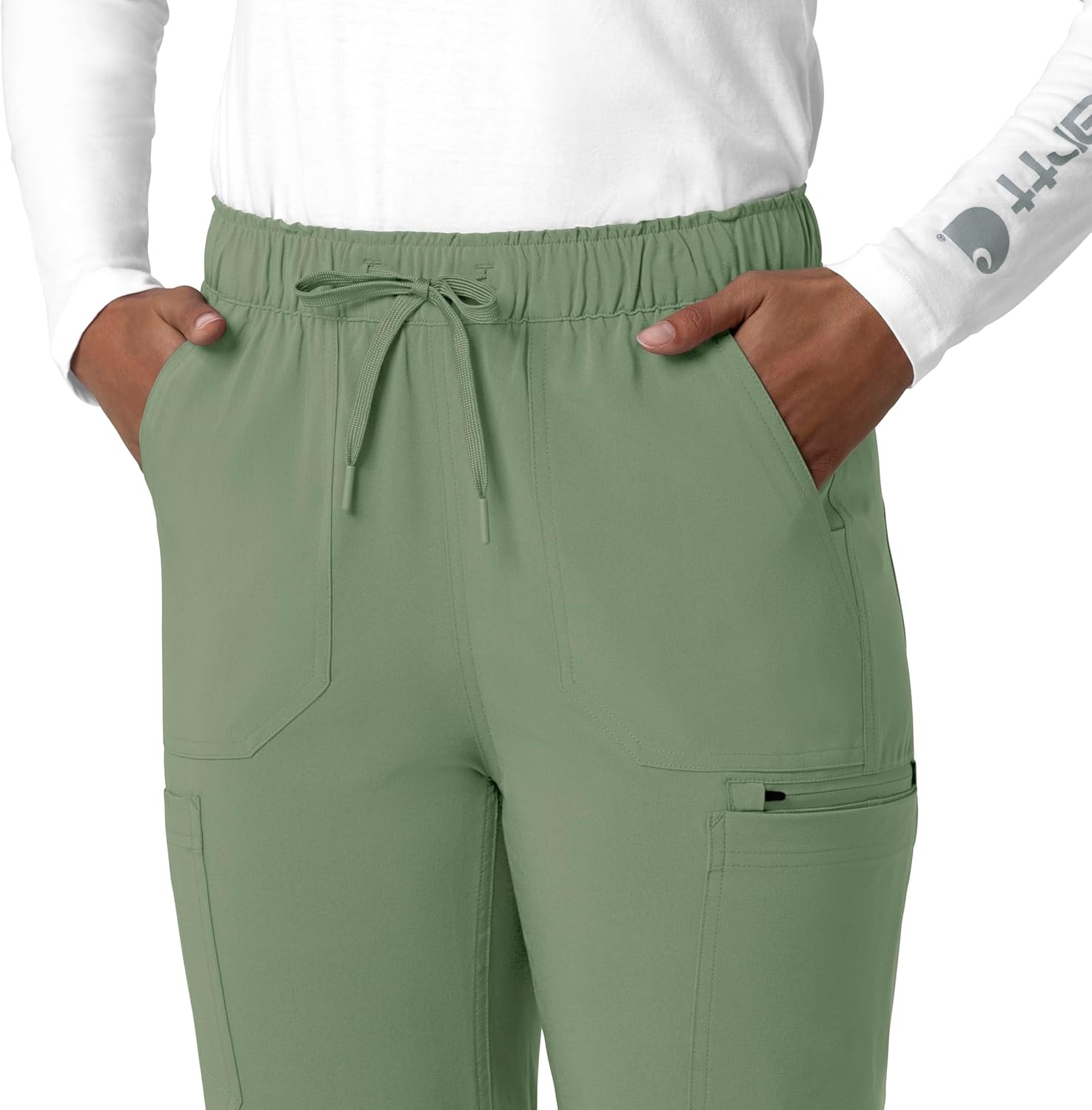 image:imageCarhartt Force CrossFlex Womens Straight Leg Cargo Scrub PantGreen Slate