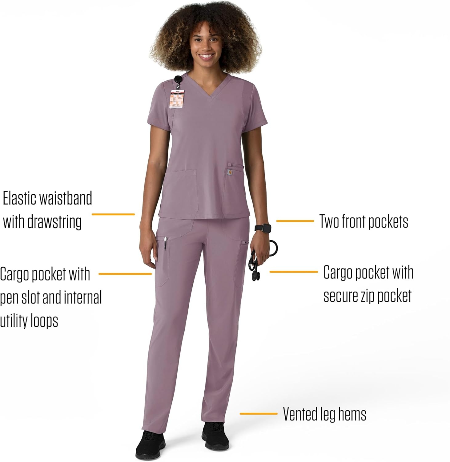 image:imageCarhartt Force CrossFlex Womens Straight Leg Cargo Scrub PantLavender Mist
