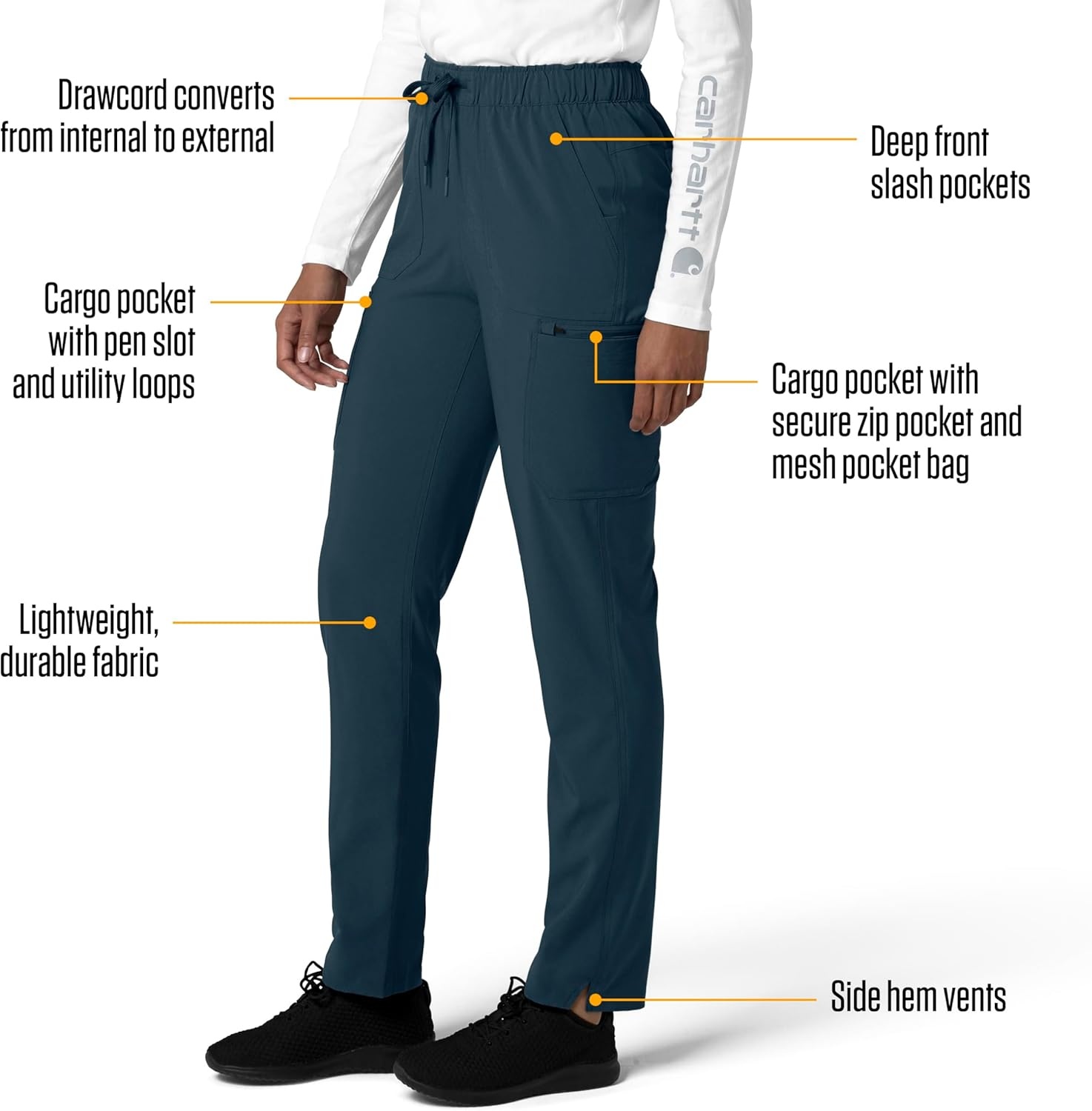 image:imageCarhartt Force CrossFlex Womens Straight Leg Cargo Scrub PantNavy