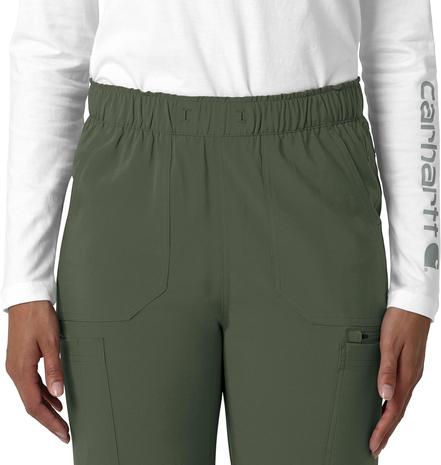 image:imageCarhartt Force CrossFlex Womens Straight Leg Cargo Scrub PantOlive
