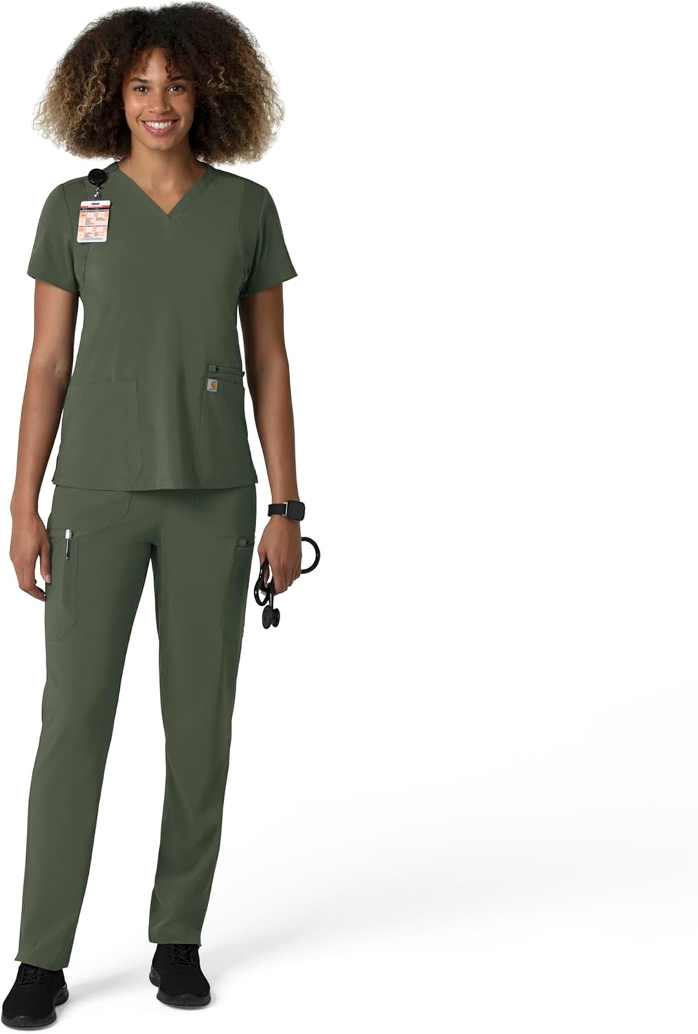 image:imageCarhartt Force CrossFlex Womens Straight Leg Cargo Scrub PantOlive