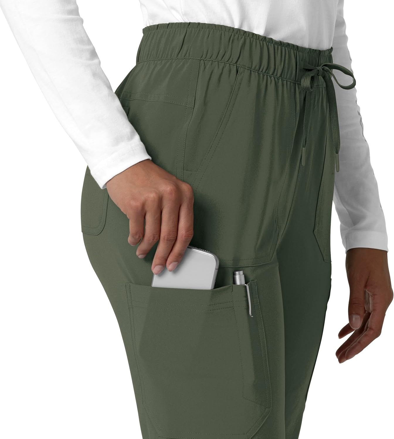 image:imageCarhartt Force CrossFlex Womens Straight Leg Cargo Scrub PantOlive