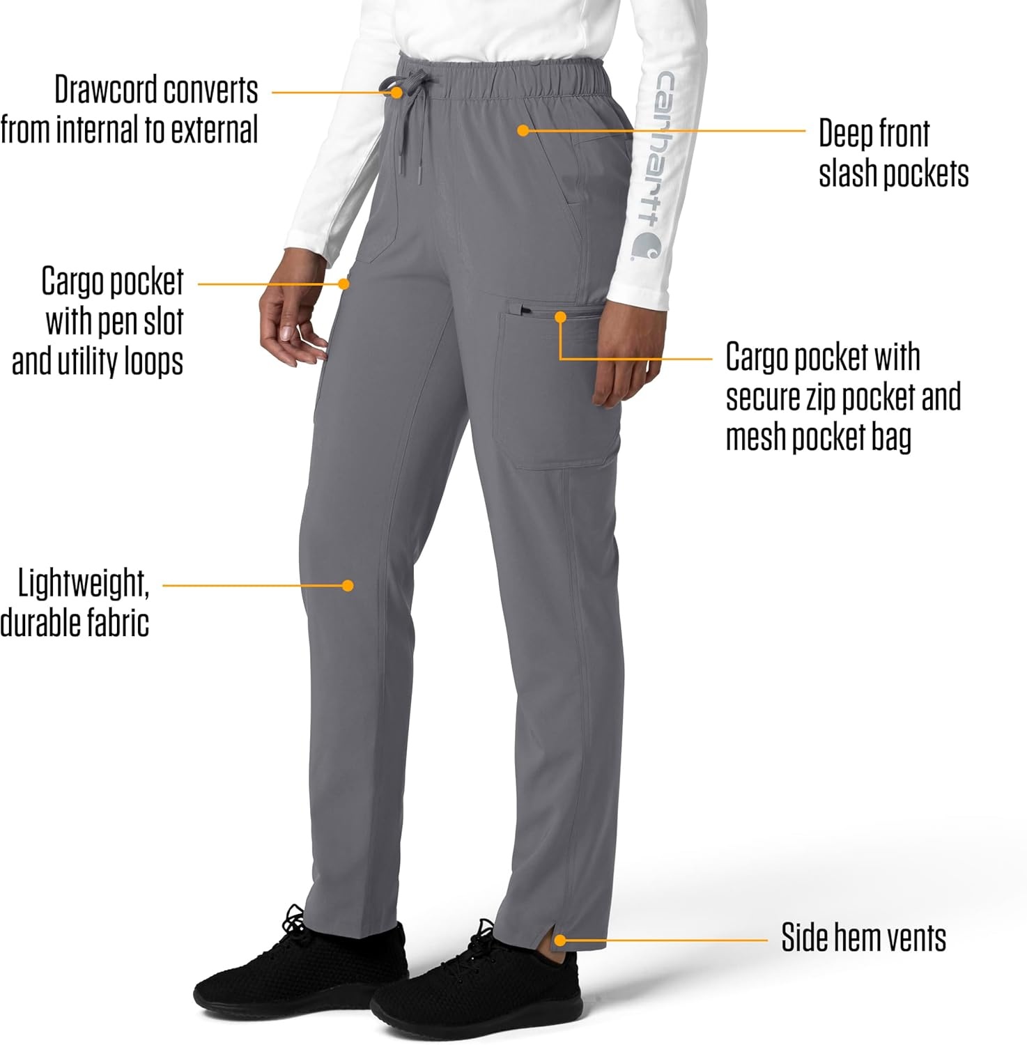 image:imageCarhartt Force CrossFlex Womens Straight Leg Cargo Scrub PantPewter