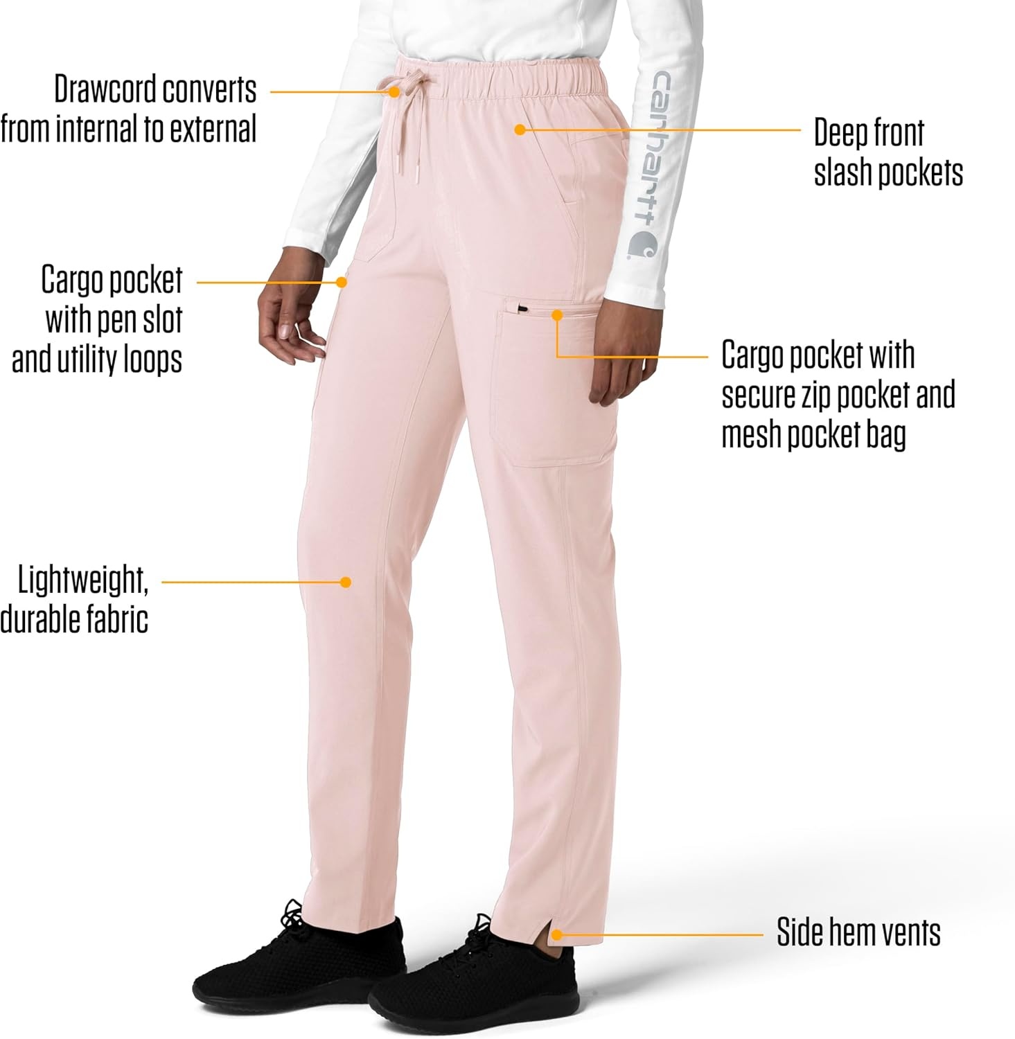 image:imageCarhartt Force CrossFlex Womens Straight Leg Cargo Scrub PantSoft Rose
