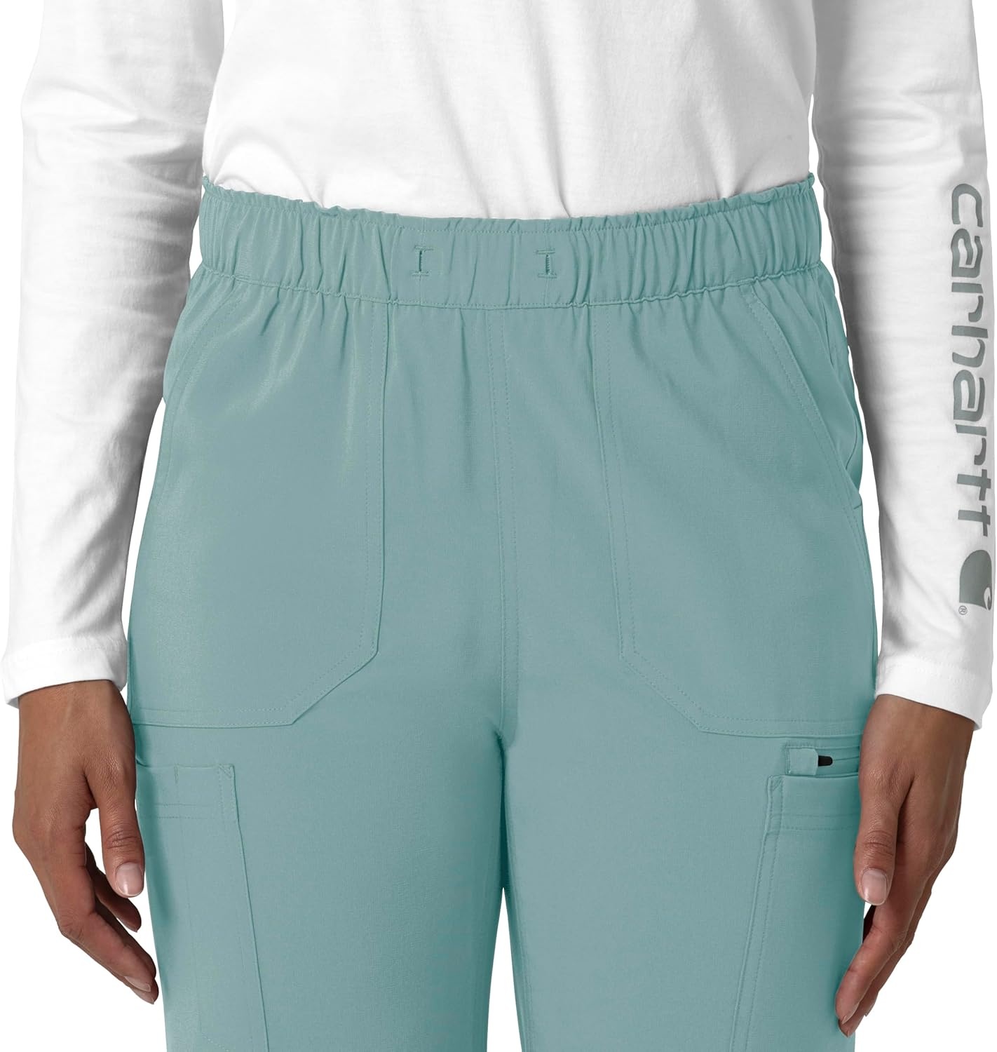 image:imageCarhartt Force CrossFlex Womens Straight Leg Cargo Scrub PantSummer Blue