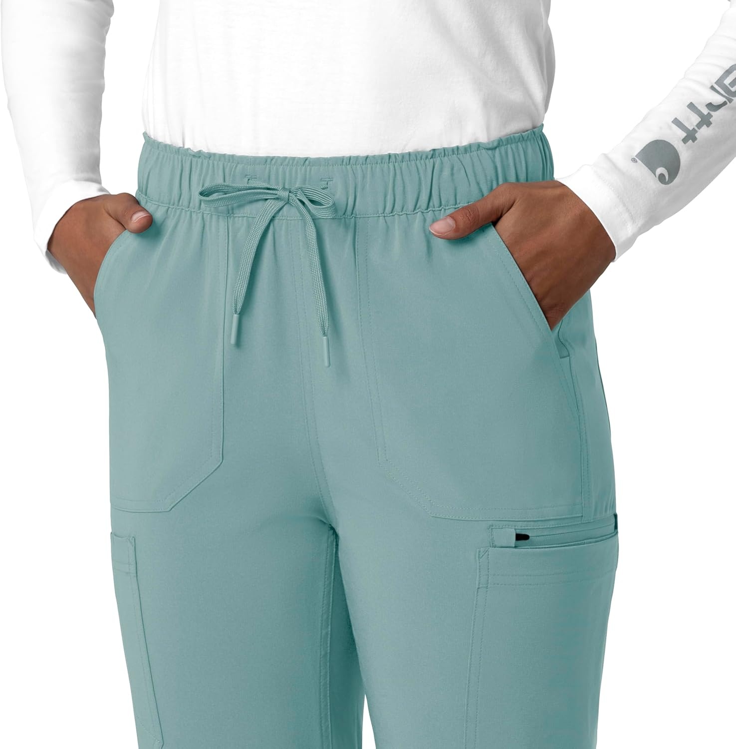 image:imageCarhartt Force CrossFlex Womens Straight Leg Cargo Scrub PantSummer Blue