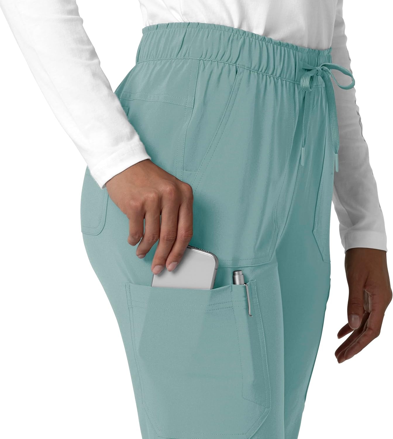 image:imageCarhartt Force CrossFlex Womens Straight Leg Cargo Scrub PantSummer Blue