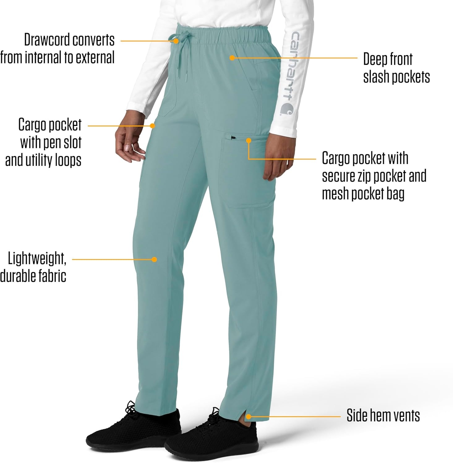image:imageCarhartt Force CrossFlex Womens Straight Leg Cargo Scrub PantSummer Blue