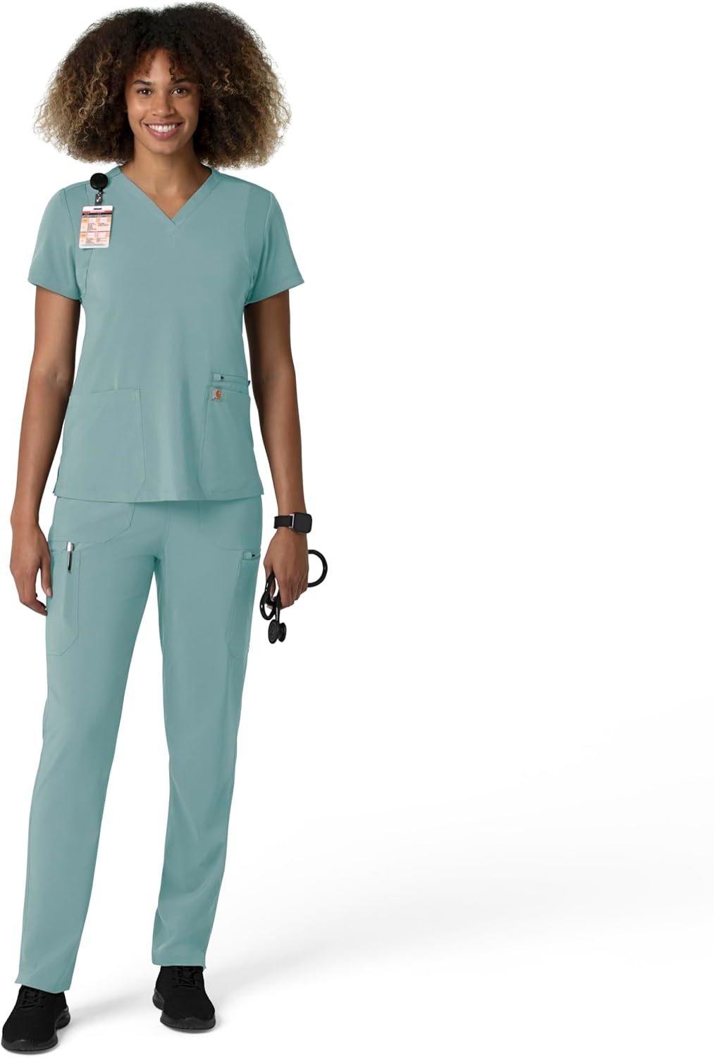 image:imageCarhartt Force CrossFlex Womens Straight Leg Cargo Scrub PantSummer Blue