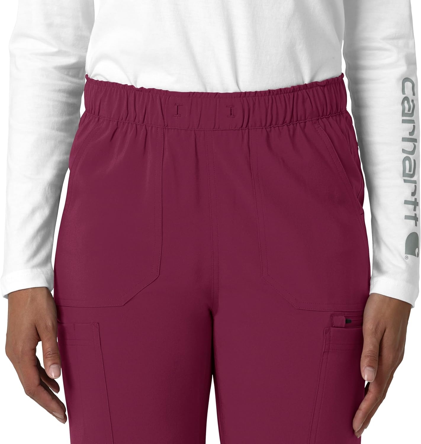 image:imageCarhartt Force CrossFlex Womens Straight Leg Cargo Scrub PantWine