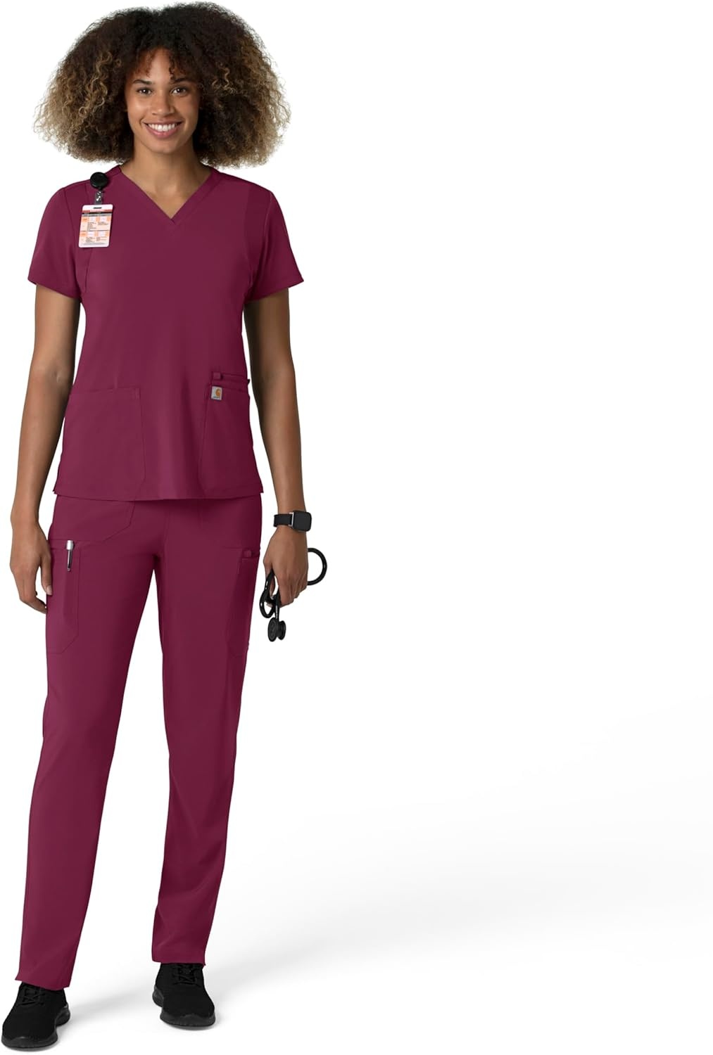 image:imageCarhartt Force CrossFlex Womens Straight Leg Cargo Scrub PantWine