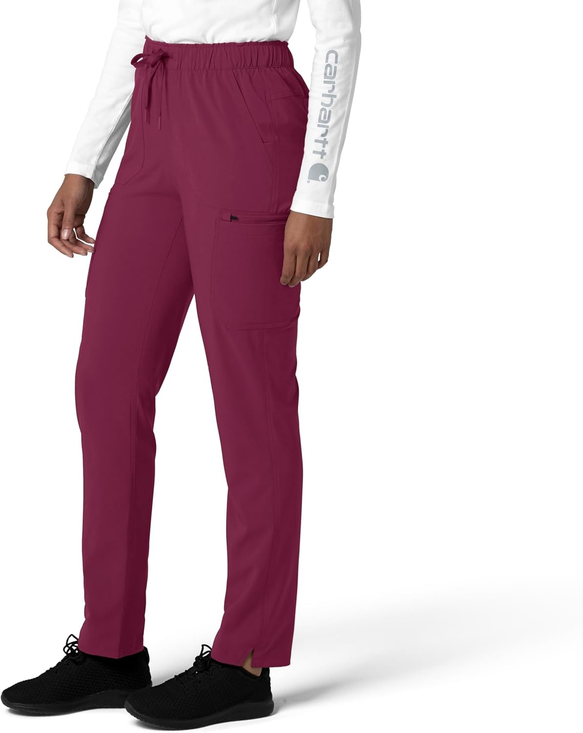 image:imageCarhartt Force CrossFlex Womens Straight Leg Cargo Scrub PantWine