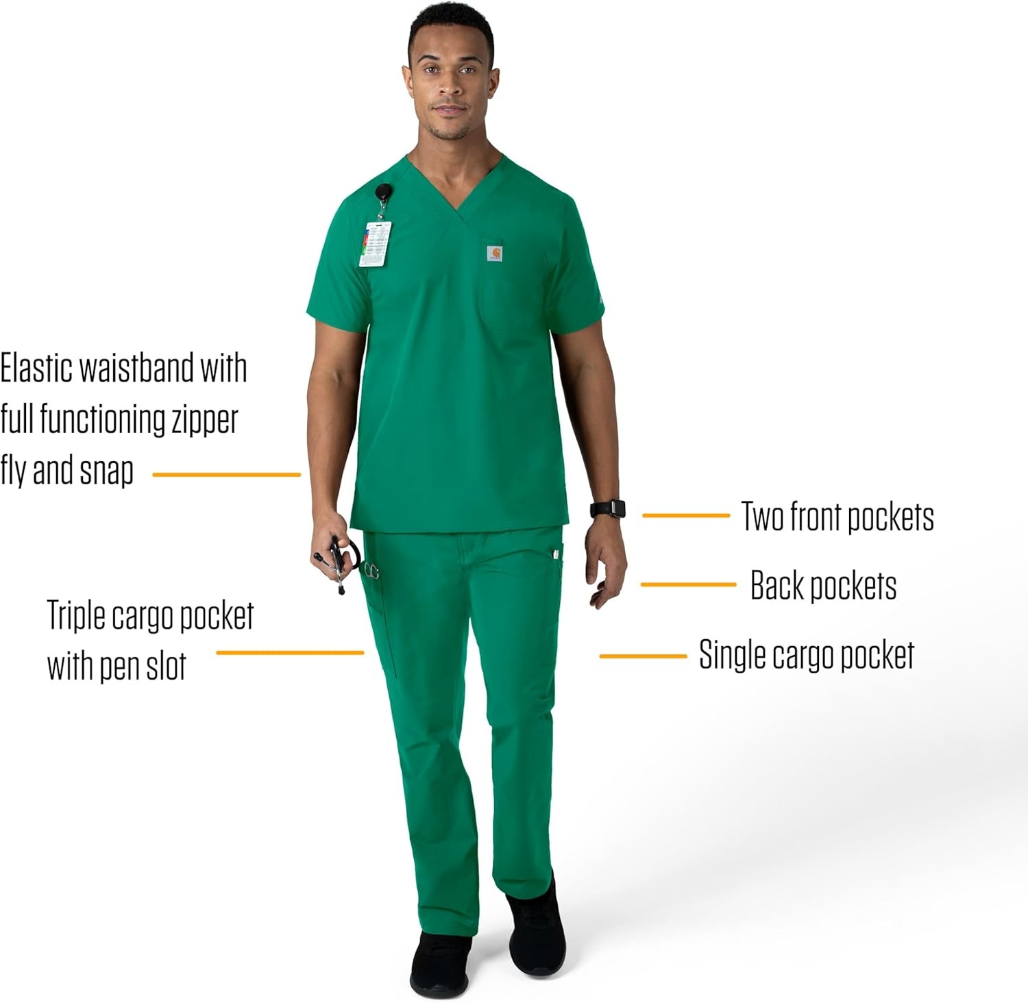 image:imageCarhartt Force Essentials Mens Straight Leg Cargo Scrub PantHunter