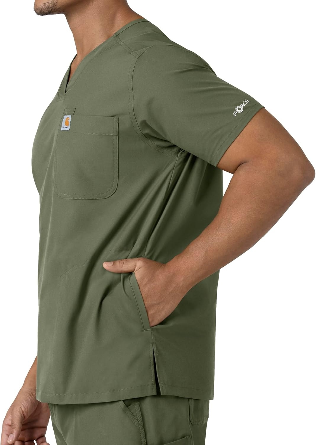 image:imageCarhartt Force Essentials Mens VNeck Shirttail Scrub Top Olive L