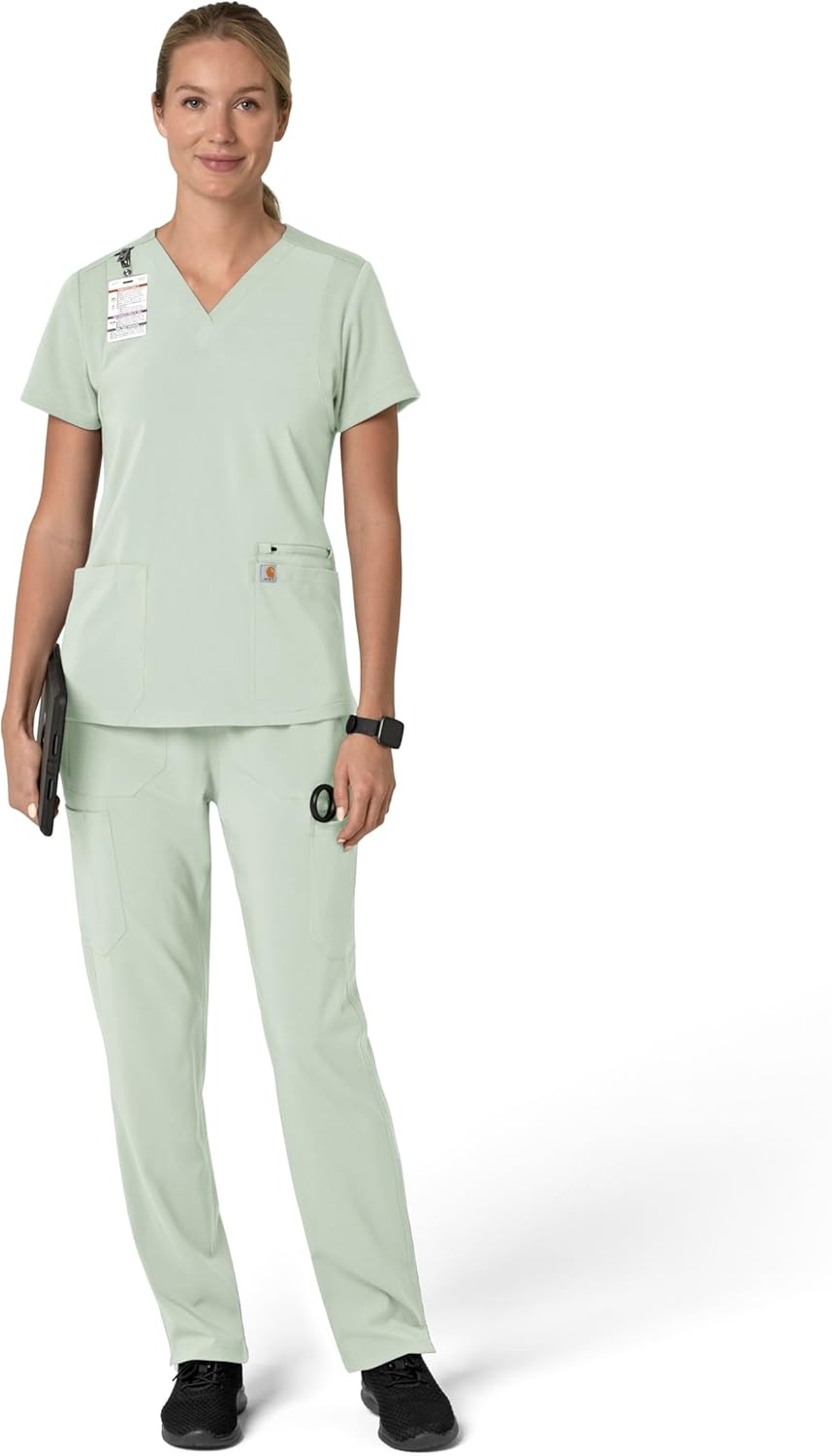 image:imageCarhartt Force Essentials Unisex VNeck 6Pocket Scrub TopBig Sky