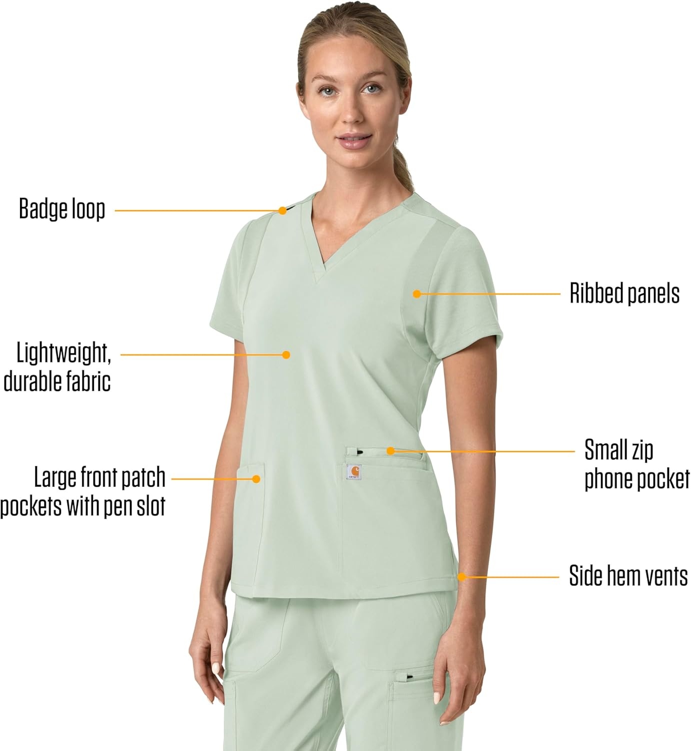 image:imageCarhartt Force Essentials Unisex VNeck 6Pocket Scrub TopBig Sky