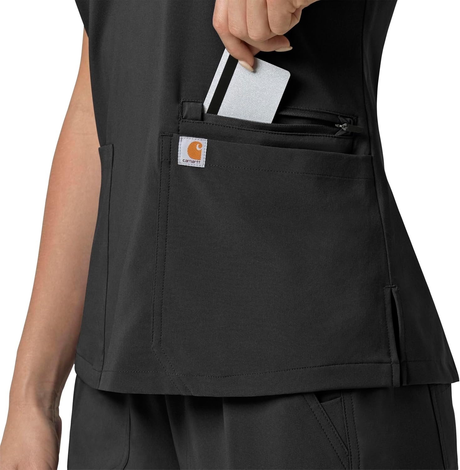 image:imageCarhartt Force Essentials Unisex VNeck 6Pocket Scrub TopBlack