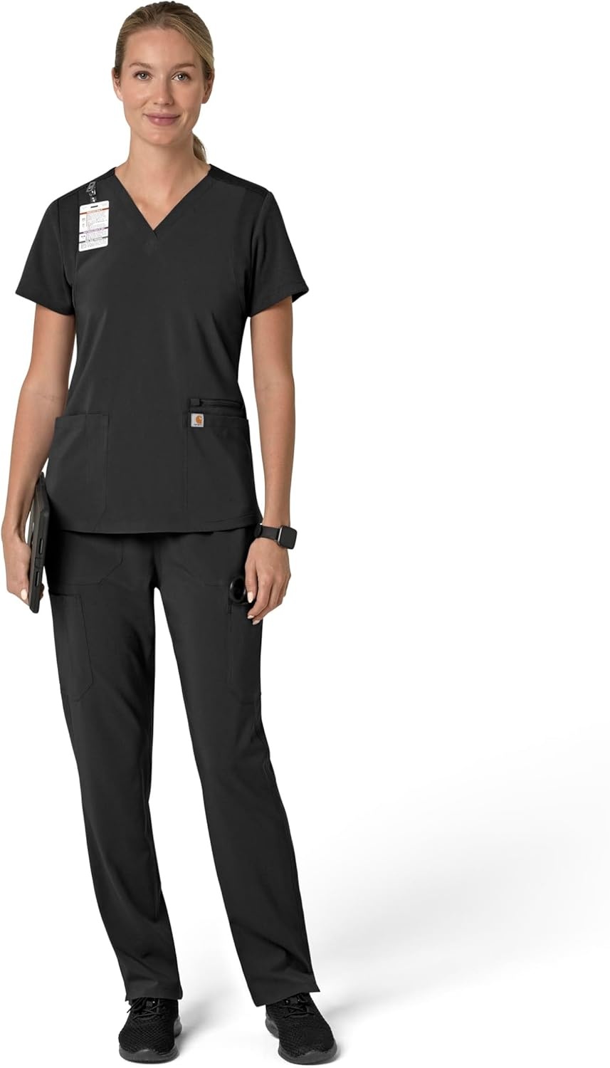 image:imageCarhartt Force Essentials Unisex VNeck 6Pocket Scrub TopBlack