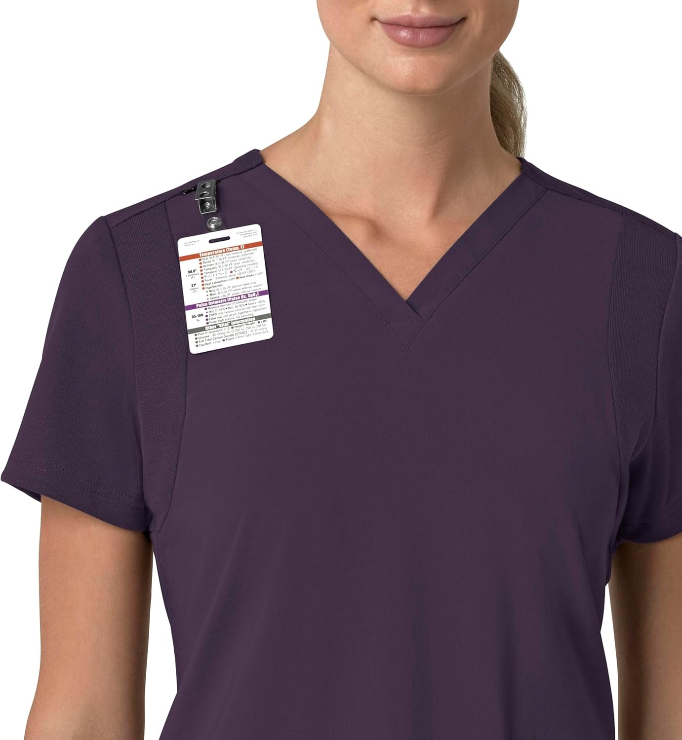 image:imageCarhartt Force Essentials Unisex VNeck 6Pocket Scrub TopBlack Plum