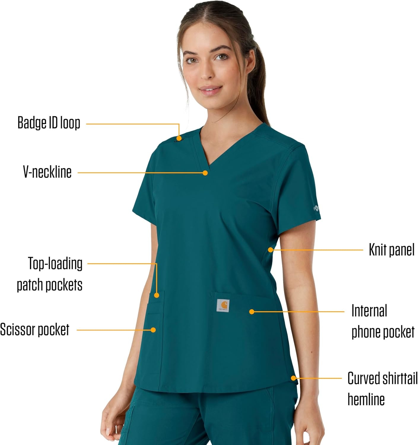 image:imageCarhartt Force Essentials Unisex VNeck 6Pocket Scrub TopCaribbean